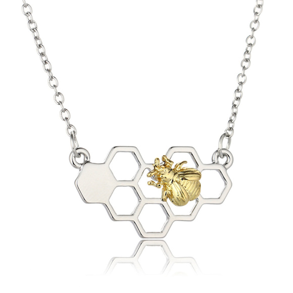 Honey Bee Hexagon Comb Necklace - Picture 3 of 3